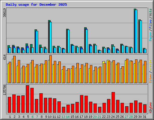 Daily usage for December 2025